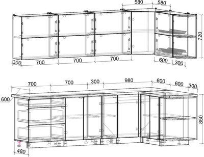 Кухонный гарнитур Интерлиния Мила Матте 1.5x2.7 А PR