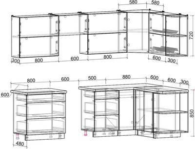 Кухонный гарнитур Интерлиния Мила Матте 1.5x2.8 Б PR