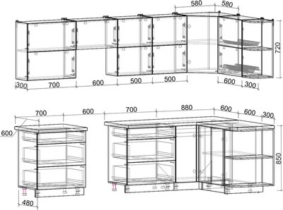 Кухонный гарнитур Интерлиния Мила Матте 1.5x2.9 Б PR
