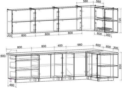 Кухонный гарнитур Интерлиния Мила Матте 1.5x3.0 А PR