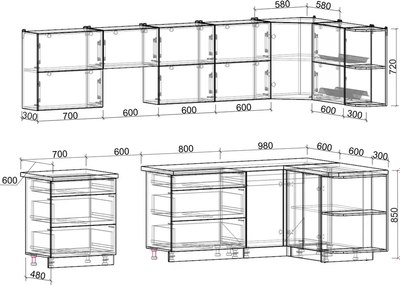Кухонный гарнитур Интерлиния Мила Матте 1.5x3.1 Б PR