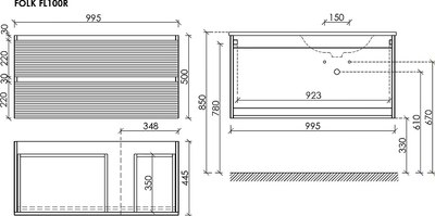 Тумба под умывальник Sancos Folk FL100RES