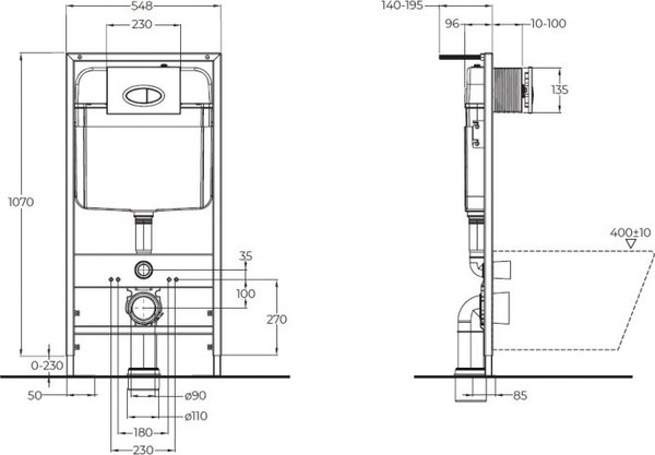 Унитаз подвесной с инсталляцией BelBagno Sfera-R BB046CHR/SC/BB026/BB042BL