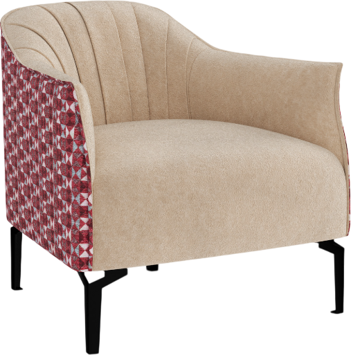 Кресло мягкое Олмеко Мускат (велюр, киото крем/шенилл, домино бургунди) - фото