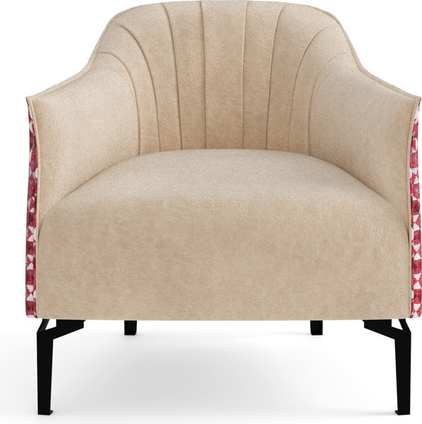 Кресло мягкое Олмеко Мускат (велюр, киото крем/шенилл, домино бургунди)