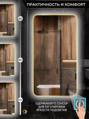 Зеркало Emze Smartphone 50x100 / LED.UV.SMART.50.100.AUR