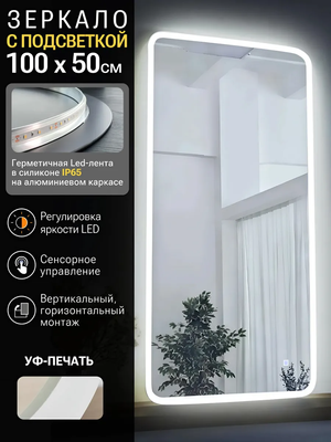 Зеркало Emze Smartphone 50x100 / LED.UV.SMART.50.100.BEL