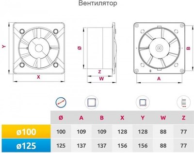 Вентилятор накладной Awenta KWS125CZ-PTCB125P-ZZ125
