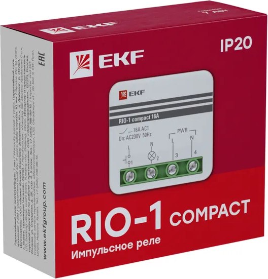Реле импульсное EKF Rio-1 compact 10А / rio-1k-10