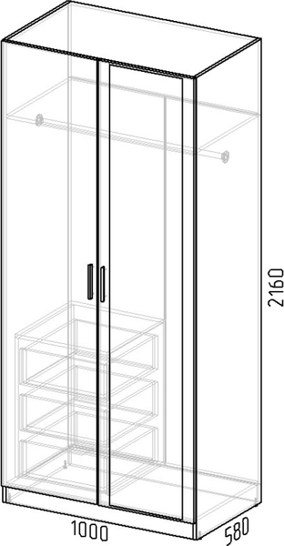 Шкаф Интермебель Марсель 580 1 зеркало / МР-09