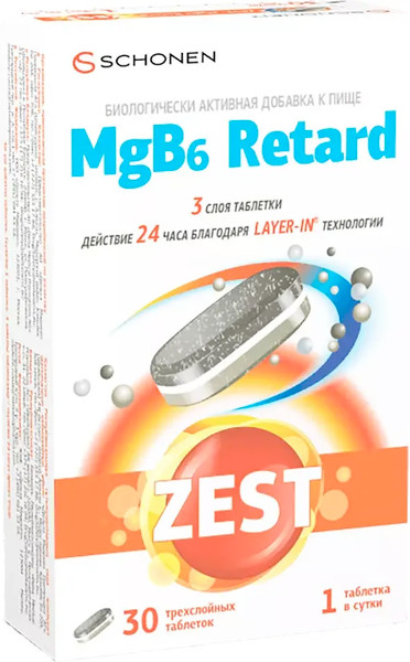 Витаминно-минеральный комплекс ZEST Магний B6 Ретард трехслойные - фото