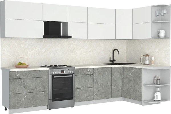 Кухонный гарнитур Интерлиния Мила Матте 1.5x3.3 Б PR - фото