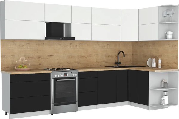 Кухонный гарнитур Интерлиния Мила Матте 1.5x3.3 Б PR - фото