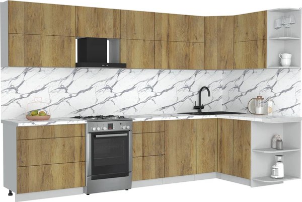 Кухонный гарнитур Интерлиния Мила Матте 1.5x3.3 Б PR - фото