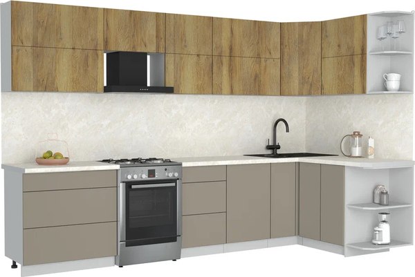 Кухонный гарнитур Интерлиния Мила Матте 1.5x3.3 Б PR - фото