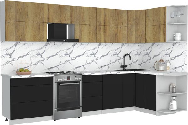 Кухонный гарнитур Интерлиния Мила Матте 1.5x3.3 Б PR - фото