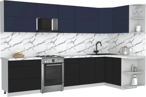 Кухонный гарнитур Интерлиния Мила Матте 1.5x3.3 Б PR - фото