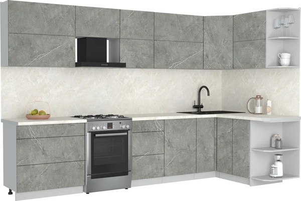 Кухонный гарнитур Интерлиния Мила Матте 1.5x3.3 Б PR - фото
