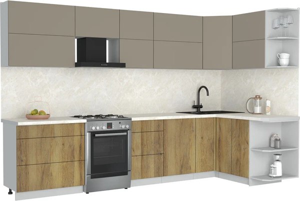 Кухонный гарнитур Интерлиния Мила Матте 1.5x3.3 Б PR - фото