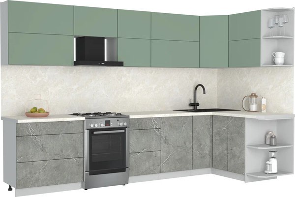 Кухонный гарнитур Интерлиния Мила Матте 1.5x3.3 Б PR - фото