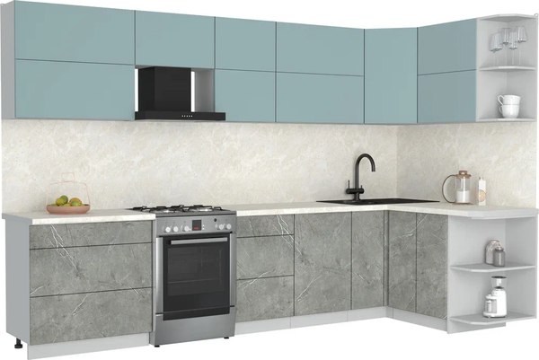 Кухонный гарнитур Интерлиния Мила Матте 1.5x3.3 Б PR - фото