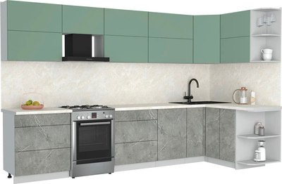 Кухонный гарнитур Интерлиния Мила Матте 1.5x3.4 Б PR - фото