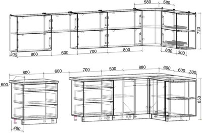 Кухонный гарнитур Интерлиния Мила Матте 1.5x3.5 Б PR