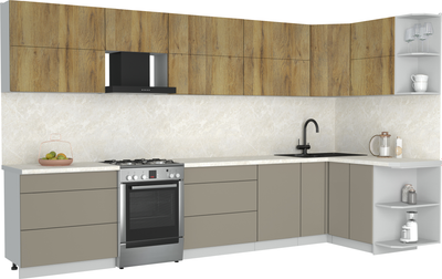 Кухонный гарнитур Интерлиния Мила Матте 1.5x3.6 Б PR - фото