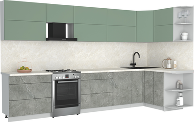 Кухонный гарнитур Интерлиния Мила Матте 1.5x3.6 Б PR - фото