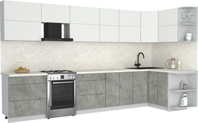 Кухонный гарнитур Интерлиния Мила Матте 1.5x3.7 Б PR - фото