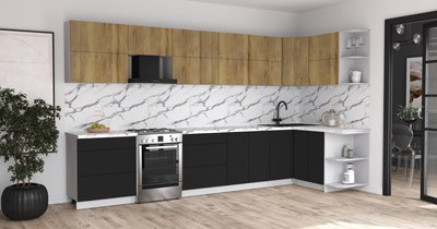 Кухонный гарнитур Интерлиния Мила Матте 1.5x3.7 Б PR