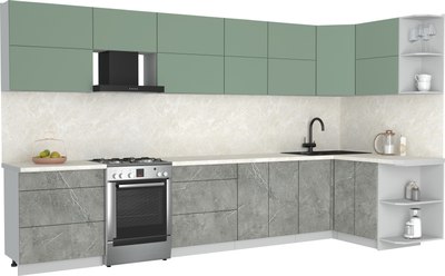 Кухонный гарнитур Интерлиния Мила Матте 1.5x3.7 Б PR - фото