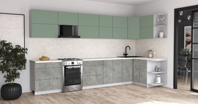 Кухонный гарнитур Интерлиния Мила Матте 1.5x3.7 Б PR