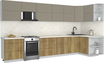 Кухонный гарнитур Интерлиния Мила Матте 1.5x3.8 Б PR - фото