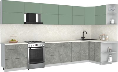 Кухонный гарнитур Интерлиния Мила Матте 1.5x3.8 Б PR - фото