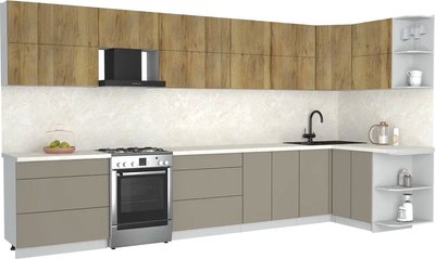 Кухонный гарнитур Интерлиния Мила Матте 1.5x3.9 Б PR - фото