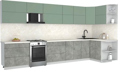 Кухонный гарнитур Интерлиния Мила Матте 1.5x3.9 Б PR - фото