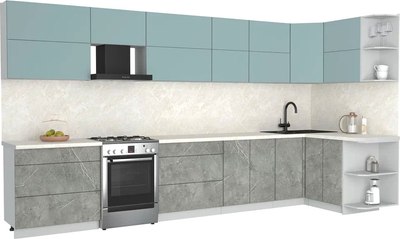 Кухонный гарнитур Интерлиния Мила Матте 1.5x3.9 Б PR - фото