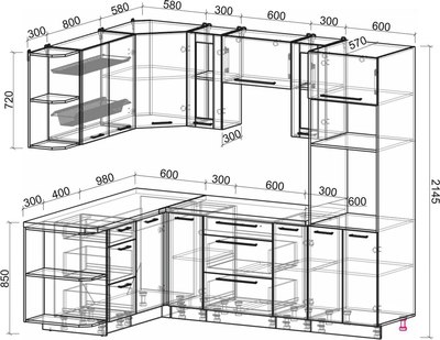 Кухонный гарнитур Интерлиния Мила Пластик 1.68x2.4 LV