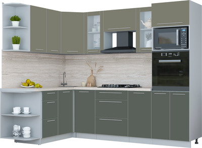 Кухонный гарнитур Интерлиния Мила Пластик 1.68x2.6 LV - фото