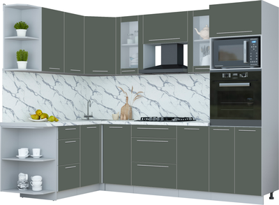 Кухонный гарнитур Интерлиния Мила Пластик 1.68x2.6 LV - фото