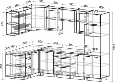 Кухонный гарнитур Интерлиния Мила Пластик 1.68x2.8 LV