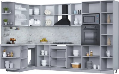 Кухонный гарнитур Интерлиния Мила Пластик 1.68x3.2 LV