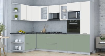 Кухонный гарнитур Интерлиния Мила Пластик 1.68x3.2 LV