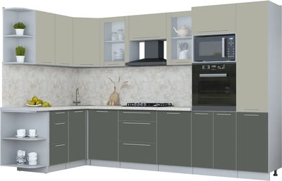 Кухонный гарнитур Интерлиния Мила Пластик 1.68x3.2 LV - фото