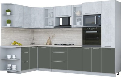 Кухонный гарнитур Интерлиния Мила Пластик 1.68x3.2 LV - фото