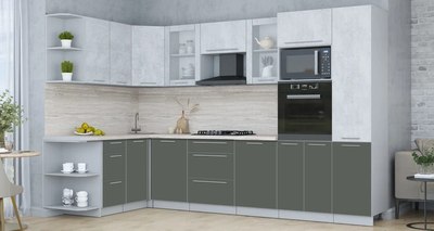 Кухонный гарнитур Интерлиния Мила Пластик 1.68x3.2 LV