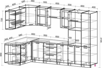 Кухонный гарнитур Интерлиния Мила Пластик 1.68x3.2 LV