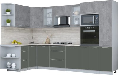 Кухонный гарнитур Интерлиния Мила Пластик 1.68x3.2 LV - фото