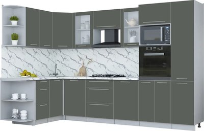 Кухонный гарнитур Интерлиния Мила Пластик 1.68x3.2 LV - фото
